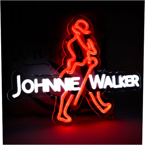 WonderfulLife Scotch Whisky Neon Sign for Johnnie Walker in Bar Pub Man Cave,Bright Orange and White Led Light Suitable for Garage Decor or Business Display,5V USB Powered Easy Hanging.