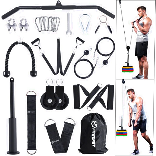 FitBeast Pulley System Gym, Cable Weight Pulley System for Gym LAT Pulldown, Biceps Curl Workout, Ideal Home Gym Equipment for Forearm, Shoulder, Strength Training