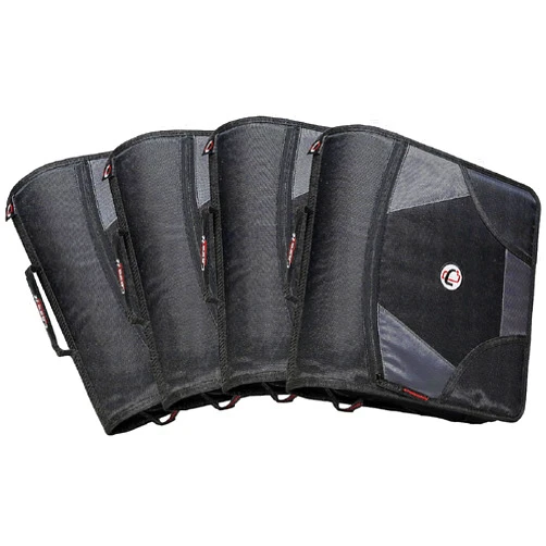 Case it Case-it King Sized Zip Tab 4-Inch D-Ring Zipper Binder with 5-Tab File Folder, Black, Case of 4