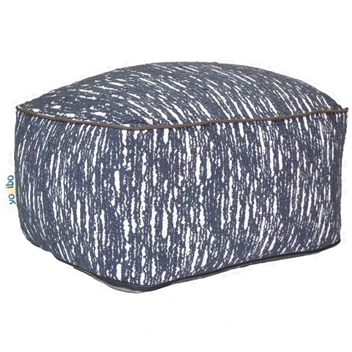 Yogibo Luxe Square Ottoman Pouf Small Bench Seat Foot Stool for Bean Bag, Chair, Couch Foot-Rest, Soft Fabric Washable Cover, Gray