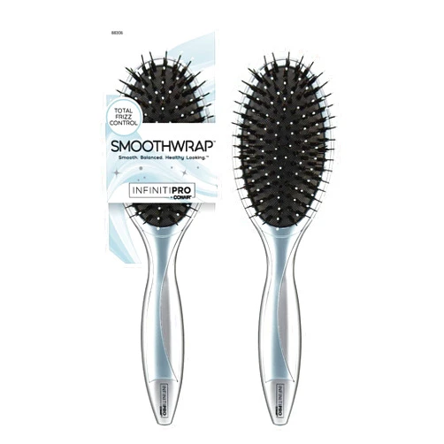 Conair InfinitiPro by Conair Hairbrush, Porcupine Cushion Brush, Detangler Brush Helps Reduce Frizz and Add Volume, Smoothwrap Series in Icy Blue, Pack of 1