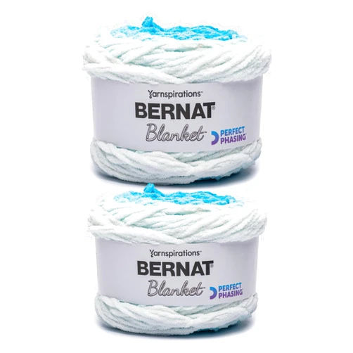 Bernat Blanket Perfect Phasing - 2 Pack of 220 Yards/10.5 oz Electric Blue 100% Polyester Yarn