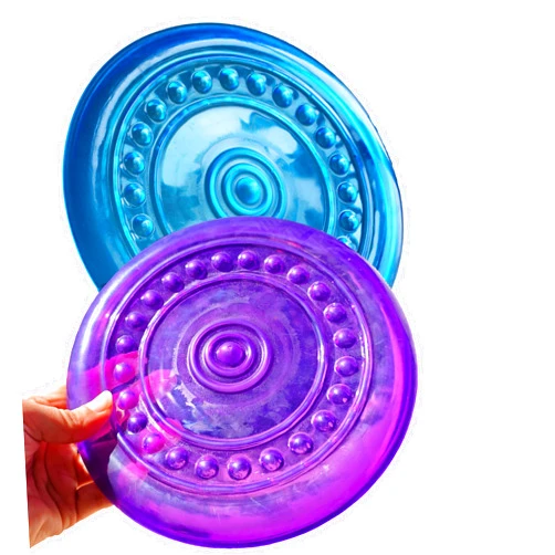 SUHEEUS Dog Flying Discs Soft Teeth Cleanning Chew Toys,Rubber Material, Durable, Indestructible,2 Pack,18.5cm,90g,Blue and Purple Colors for Puppies Small Medium Dog Outdoor Training.