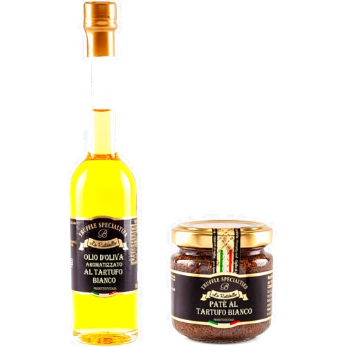 La Rustichella - White Truffle Paté (90g - 3,17 OZ) and White Truffle Olive Oil Set, (100ml - 3,38 OZ) - Vegan, Gluten Free, Cholesterol Free