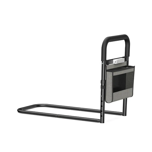 NIMOOD Bed Rails for Elderly Safety - with Motion Light & Storage Bag - Bed Railings for Seniors - Black