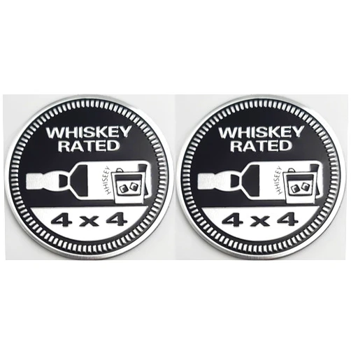 ChezMax 2psc Whiskey Rated 4x4 Emblem 3D Metal Automotive Badge Decals Compatible with Vehicles Trucks SUV (WHISKEY RATED)