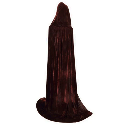 BIGXIAN Long Hooded Cloak Velvet Cape Witch Costume Halloween Costumes for Women Men