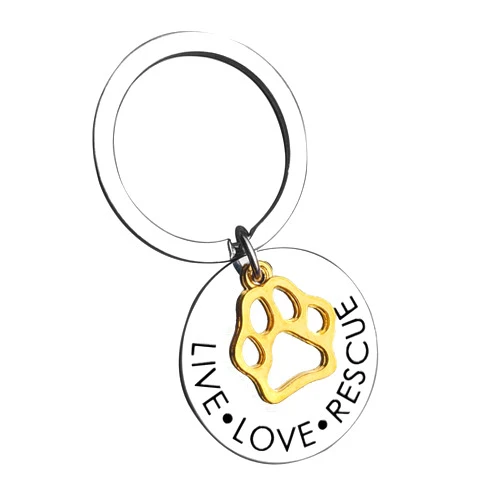 Dabihu Animal Rescue Gifts Pet Owner Gifts Pet Lover Keychain Live Love Rescue Keyring Birthday Gift for Dog Cat Owners Dog Cat Lovers Keychain