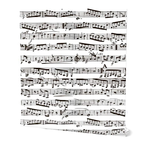 Spoonflower Peel & Stick Wallpaper Swatch - Black White Music Notes Large Musical Musician Piano Custom Removable Wallpaper