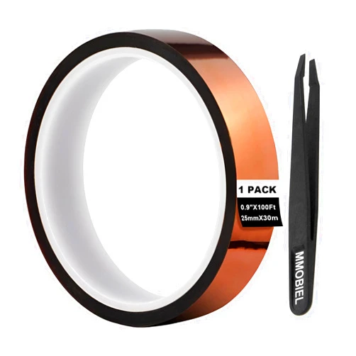 MMOBIEL Heat Tape (1.0” x 100 Ft) Polyimide Heat Resistant Tape for Sublimation – Heat Transfer Tape, High Temperature Heat Press Tape ESD for HVAC Electronics Soldering 3D Printing etc. 25mm x 30m