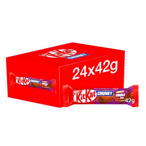 Kit Kat Chunky Crunchy Double Chocolate Bars - Pack of 24 x 42g Bars - Rich Milk Chocolate with Crispy Wafer, 35.6 Ounces Total