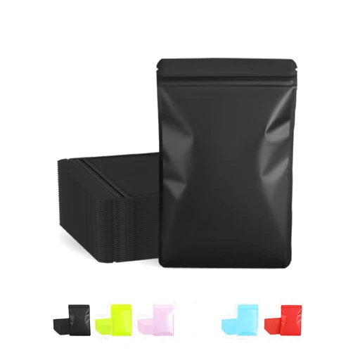 FireKylin 100 Pack Resealable Packaging Bags for Small Business Double-Sided Color Smell Proof Bags for Food Storage Flat Bags (Black, 7.1