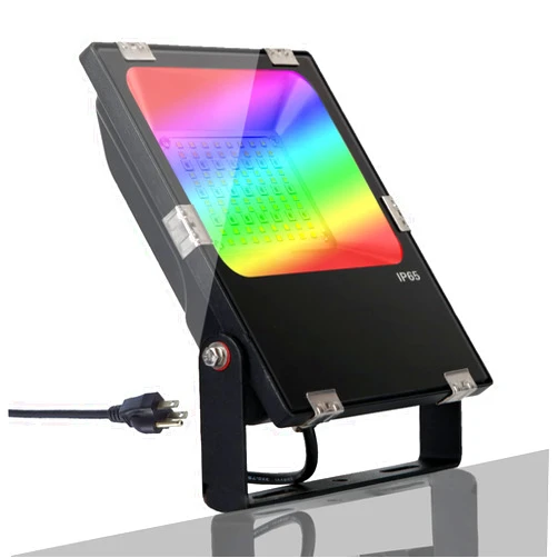 MOCTEKO 30w Led RGB Flood Light Outdoor 100W Equivalent, Smart Dimmable Red Green Blue Color Changing RGB Stage Lights with Remote Control, Colored Led Wall Party Stage Landscape Christmas Lights with Plug