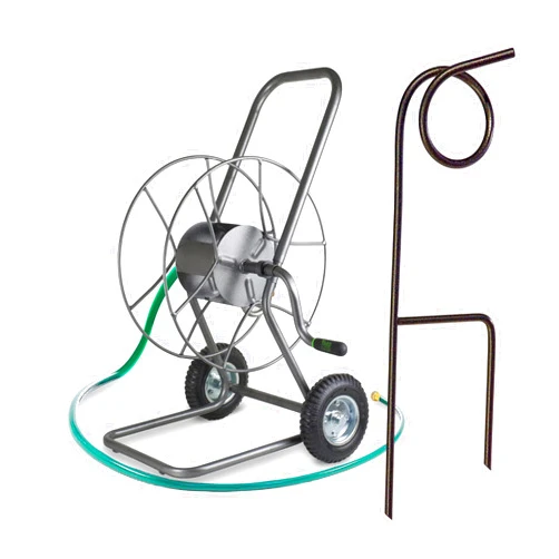 Yard Butler Hose Reel Cart with Wheels Heavy Duty 200 Foot Metal Hose Reel - IHT-2EZ with Plant-Saving Hose Guide - 17.5-Inch Heavy Duty Hose Guides for Garden