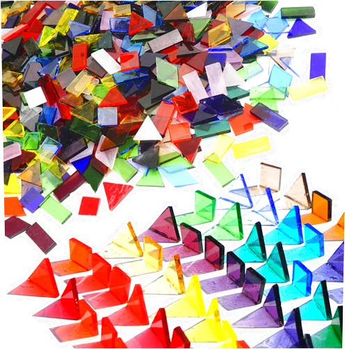 Lanyani 910 Pieces Large Transparent Stained Glass Mosaic Tiles Assortment Bulk, 2.2 Pounds Vibrant Colorful Cathedral Glass Mosaic Pieces for DIY Art Crafts, 4 Shapes Mixed Mosaic Tiles