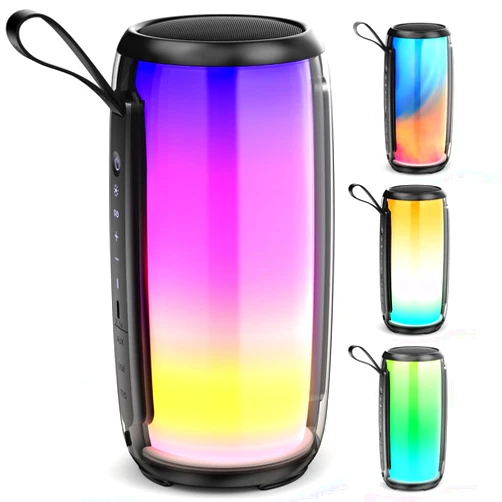 HWWR Bluetooth Speaker, Wireless Portable Waterproof Speaker with Stylish Lights, Support TWS/TF Card/USB/AUX, Loud HD Stereo Sound, Robust Bass, Lightweight for Party/Outdoor/Camping