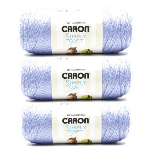 Caron Simply Soft Periwinkle Yarn - 3 Pack of 170.1g/6oz - 100% Acrylic - #4 Worsted (Medium) - 315 Yards - Knitting/Crochet