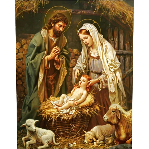 Generic Nativity Scene Jesus Virgin Mary 5D Diamond Art Painting for Adults Full Drill Round Diamond Paint by Number Kits for Beginners Gems Cross Stitch for Wall Decor 11.8x15.8inch(16)