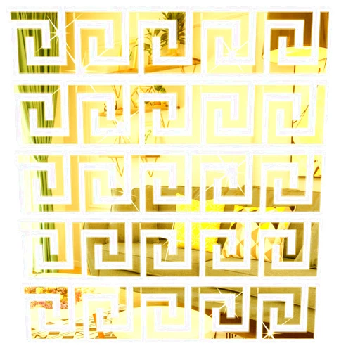 SelfTek 60Pcs DIY Mirror Stickers Removable Adhensive Wall Stickers Decals for Home Art Room Bedroom Background Decoration (Geometric Greek Key Pattern)