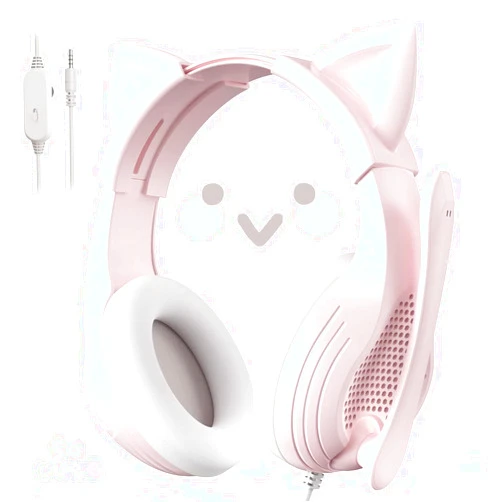 SENLOO Gaming Headset with Microphone for PS4 Xbox One PS5 Controller, Over Ear Wired Headphones with Mic for PC Computer Mac Laptop and Consoles (Light Pink)
