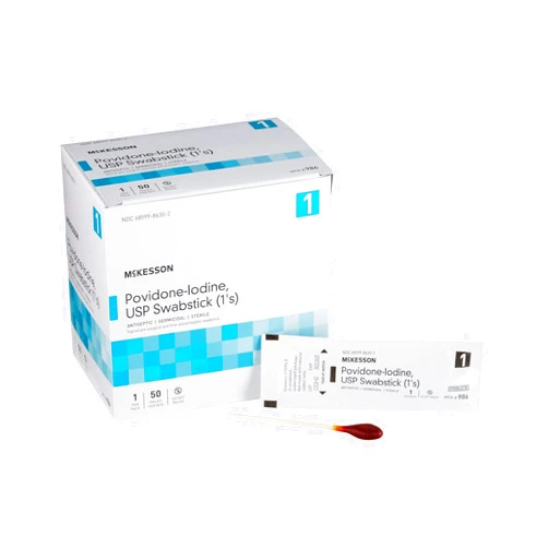 McKesson Povidone-Iodine Impregnated Swab Stick, Sterile - 4 in, 50 Sticks, 1 Pack