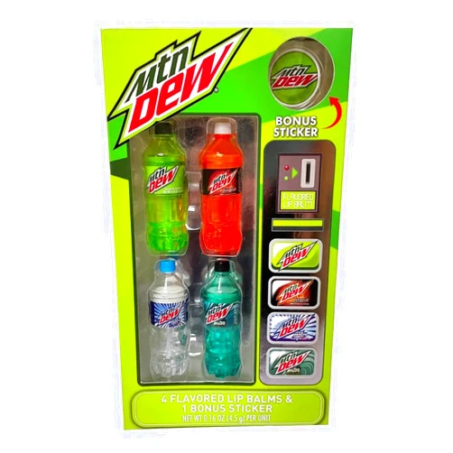 Centric Beauty Mountain Dew Flavored Lip Balm 5-Piece Vending Machine Pack, Green, 5 Piece Set