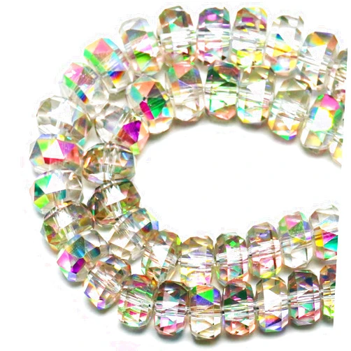 DIQIO 8mm Sparkle Rondelle Crystal Beads for Jewelry Making - Spacer Faceted Beads for Bracelets(75-80pcs, Sunny Pink)