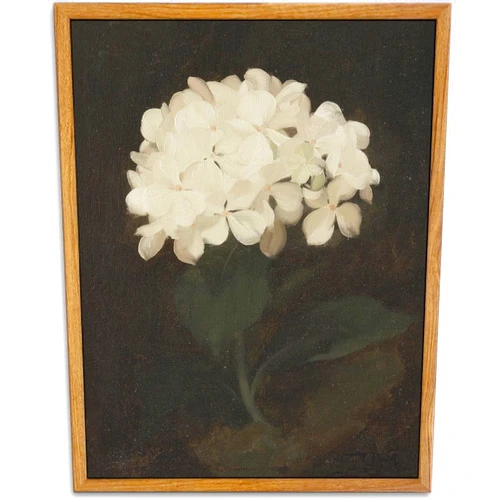 KBKBART Framed Wall Art Vintage Wall Art Room Decor, White Hydrangea Still Life Flower Canvas Oil Painting Prints for Wall Decor, Classical Floral Wall Decor, Bedroom Bathroom Wall Pictures Artwork（8“x10