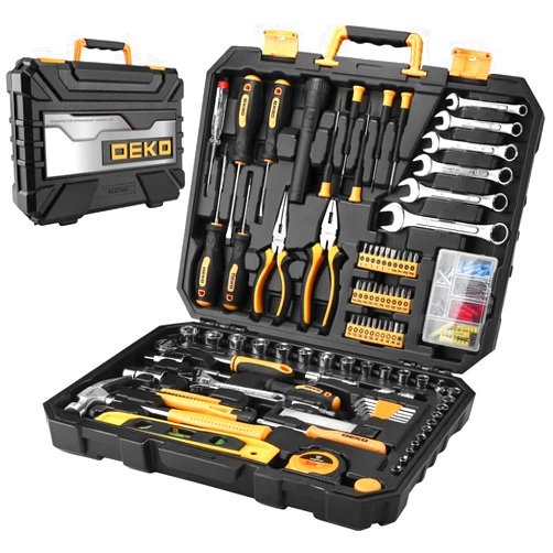 DEKOPRO 208 Piece Tool Set,General Household Hand Tool Kit, Auto Repair Tool Box with Plastic Toolbox Storage Case