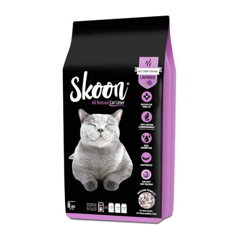 Skoon (1 Bag) Skoon All-Natural Cat Litter -Lavender Scent- light-weight, non-clumping, low maintenance & eco-friendly. Absorbs & seals liquids for best odor control