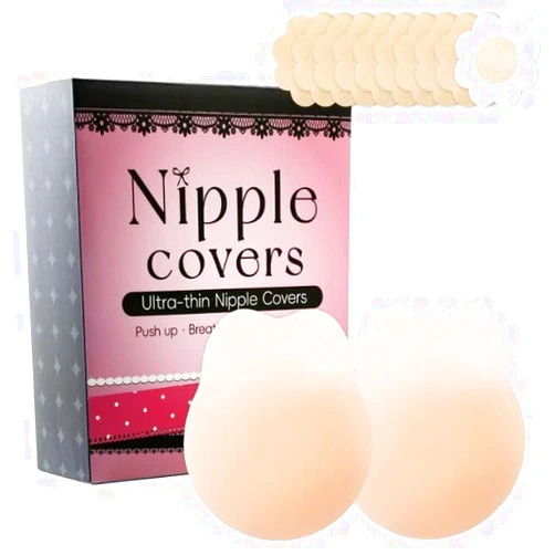 Pleneal Nipple Covers with Lift, 2 Pairs Reusable Sticky Adhesive Silicone Pasties Nipple Covers, Seamless Breast Petals