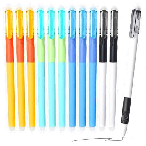 Temiary 12Pcs Erasable Gel Pens, Black Ink Pen with Eraser, Quick Dry, Smooth Writhing Comfortable to Use for Taking Marking Planner Crossword Puzzles (Black)