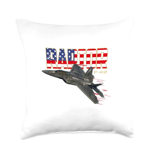 The Warbird Collection Military Airplane USA American Flag Throw Pillow, 18x18, Multicolor