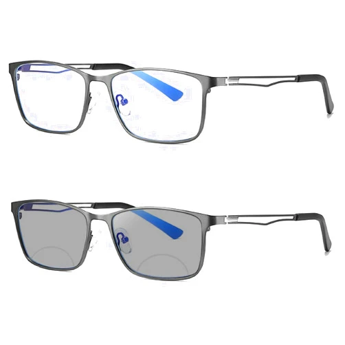 mincl Transition Photochromic Bifocal Reading Glasses for Mens and Womens,Square Clear UV Protection Sunglasses Readers 0~+4