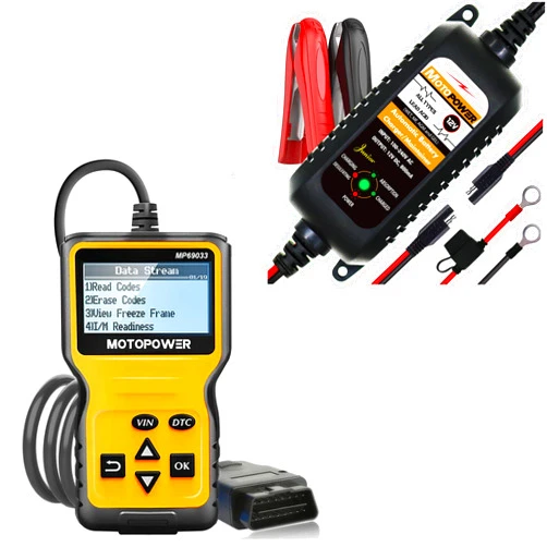 MOTOPOWER MP69033 Car OBD2 Code Reader Scanner with MP00205A 12V 800mA Battery Charger Maintainer