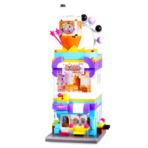 Henoda Building Blocks Toys for 7-10 Years Old Girls, 302pcs Dream Bubble Tea House Building Street-View Kits, Construction Educational STEM Toys for Kids, Girls Gifts for Age 7-12 Years Old