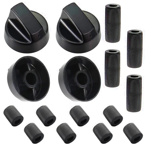 Seentech 4- Pack Control Knobs Replacement with 12 Adapters for Oven, Stove, and Range - Versatile and Wide Application for Various Models (Black)