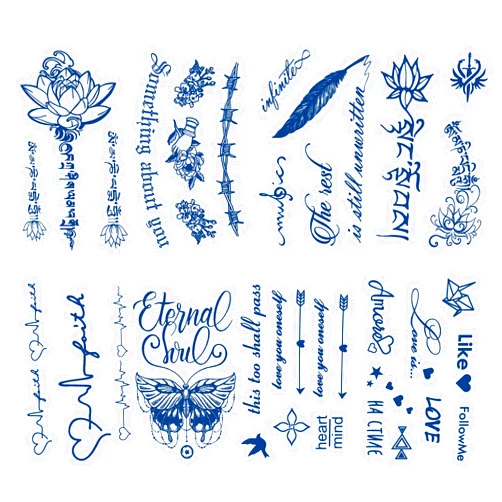 Kotbs 8 Sheets Semi Permanent Tattoos for Women, Waterproof Tiny Letters Love Tattoo Stickers, Premium Temporary Tattoos 100% Plant-Based Ink Juice Lasting 1-2 Weeks Tattoo for Men Women Girls Kids Adults