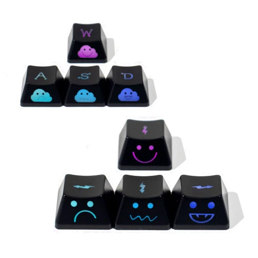Hunfuthr 8keys Backlit Custom Keycap, WASD Arrow OEM Profile Keycaps, Shine Through Keycap Replacement Key for MX Switch Mechanical Gaming Keyboard (Lightning)