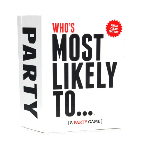 DSS Games Who's Most Likely to...Kinda Clean Family Edition [A Party Game | Great for Adults & Teens | White Elephant Gift, Stocking Stuffer | Game Nights & Big Groups]