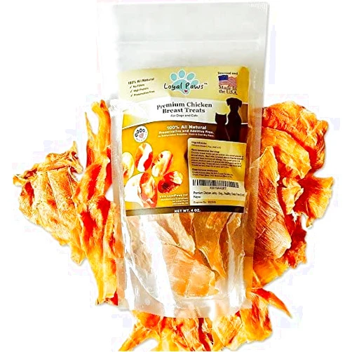 Loyal Paws Chicken Jerky Dog Treats Made in USA Only - Natural, Healthy, Premium, Human Grade, 100% Chicken - Grain Free - Training Treats for Small, Medium, and Large Dogs 4oz