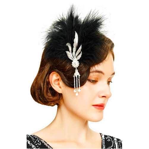BABEYOND Peacock Feather Hair Clip Peacock Fascinator with Rhinestones Roaring 20s Peacock Flapper Fascinator 1920s Peacock Hair Accessories (Style 3)