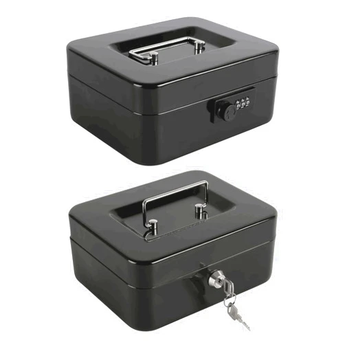 Xydled Steel Cash Box Safe with Combination&key Lock,Money Safe Box with Removable Coin Tray,Medium,7.87