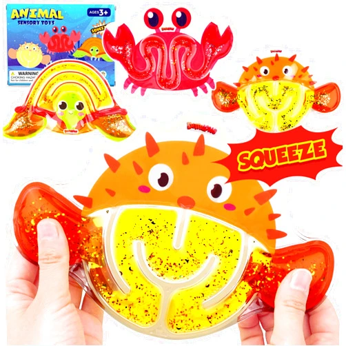 Demilong Autism Sensory Toys for Kids: 3 Pack Fidget Toy Sensory Tube Filled with Colorful Goo, Glitter - Animal Sensory Toys for Kids with Autism - Goodie Bag Stuffers, Fidgets for Classroom, kids Prizes