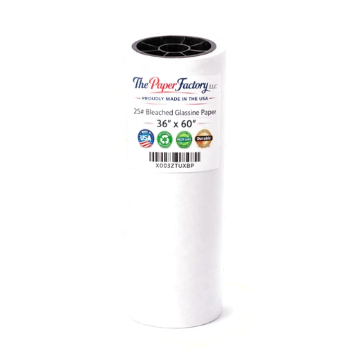 The Paper Factory LLC Glassine Paper 36 x 30' Premium Acid-Free Neutral pH. Archival Safe, Translucent, Grease-and Moisture-Resistant. Protect Artwork, Photos, documents, and Safe Food Wrapping. The Paper Factory LLC