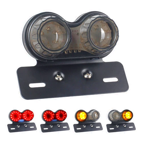 NTHREEAUTO LED Motorcycle Tail Light Integrated Brake Turn Signals License Plate Lights Universal Rear Taillight Compatible with Honda Kawasaki Yamaha Suzuki Bobber Cruiser Chopper Cafe Racer