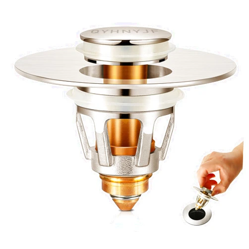 QYHNYJF Bathroom Sink Stoppers Brushed Nickel，Pop Up Drain Stopper for Bathroom Sink，‎2-in-1 Sink Stopper & Strainer,Universal Wash Basin Sink Stopper，for 1.1