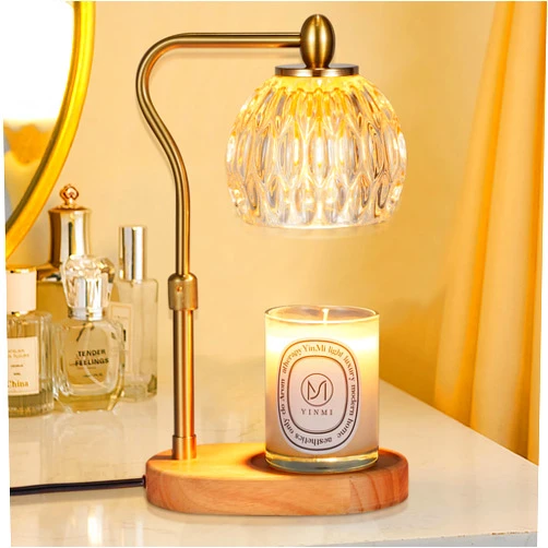 Emuardoe Candle Warmer Lamp,Crystal Candle Wax Warmer with Dimmer,Hight,Heat Adjustable,2/4/8H Timer,Light Candle Warmer with 2Bulbs Suit for Jar Candles,Scented Candles,No Flame Scented Candle,Home Dec