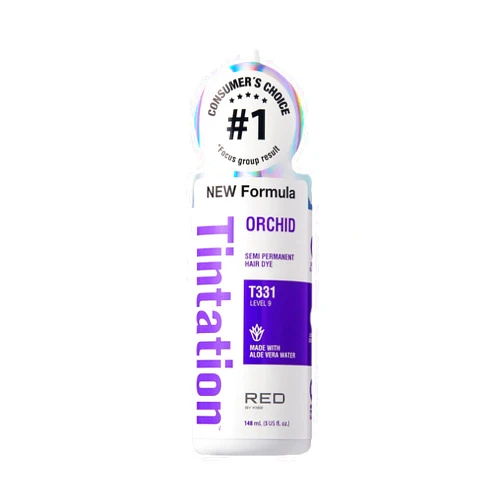 Red by Kiss Tintation Semi-Permanent Hair Color, Aloe Vera Water Based, Argan Oil, Olive Oil, Collagen & Keratin, Long-Lasting Color Dye (Orchid, 5 Fl Oz)