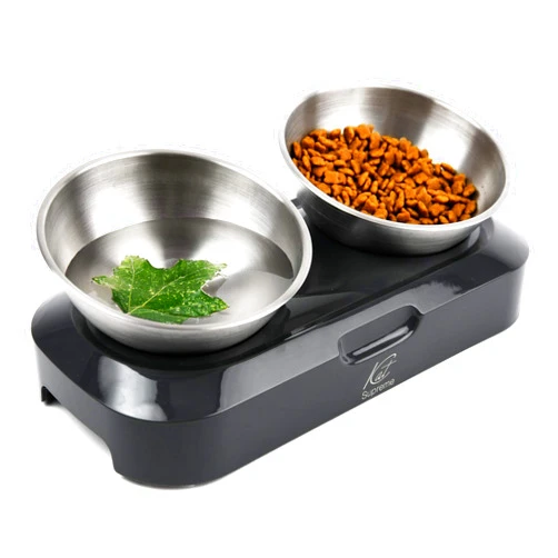 KATSUPREME Tilted Cat Food Bowl - Raised Cat Bowl, Anti Vomiting Cat Bowls for Indoor Cats, Stainless Steel Cat Bowls with Stand, Orthopedic Elevated Cat Bowls Set